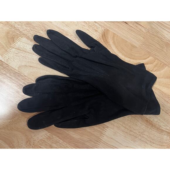 Vintage Dainty Soft Black Leather Gloves Small JL - Picture 1 of 11